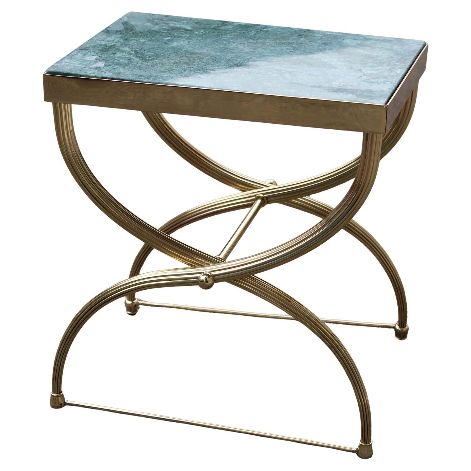 Shaped Brass And Marble Coffee Table Green Italy 1950 Style Paolo Buffa