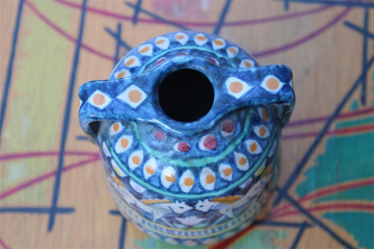 Small Vase In Blue With Horses Avallone Vietri Mid Century Italian Design photo Home Decor