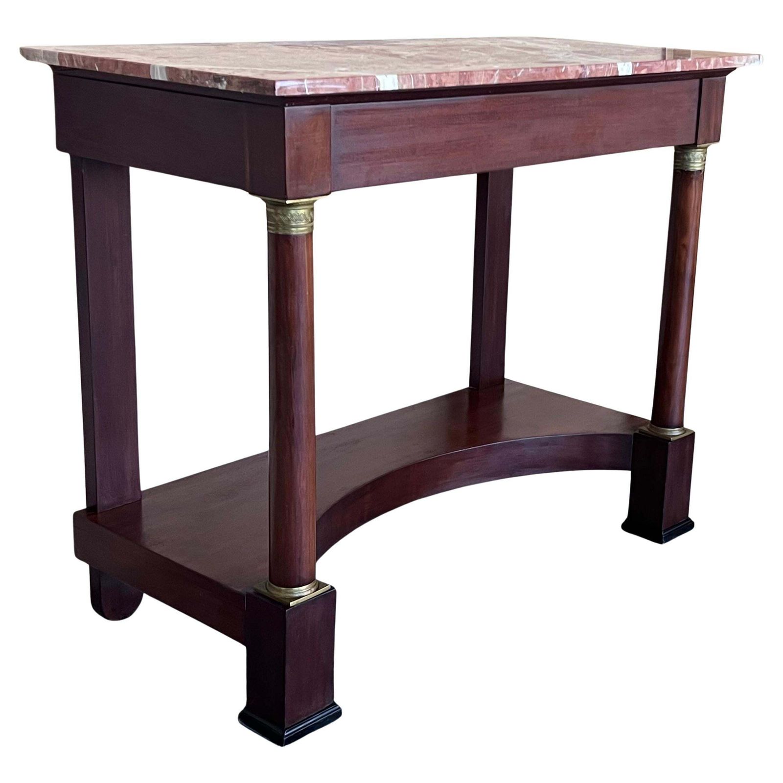 Antique French Empire Fruitwood Console Table With Drawer, Early 20th Century