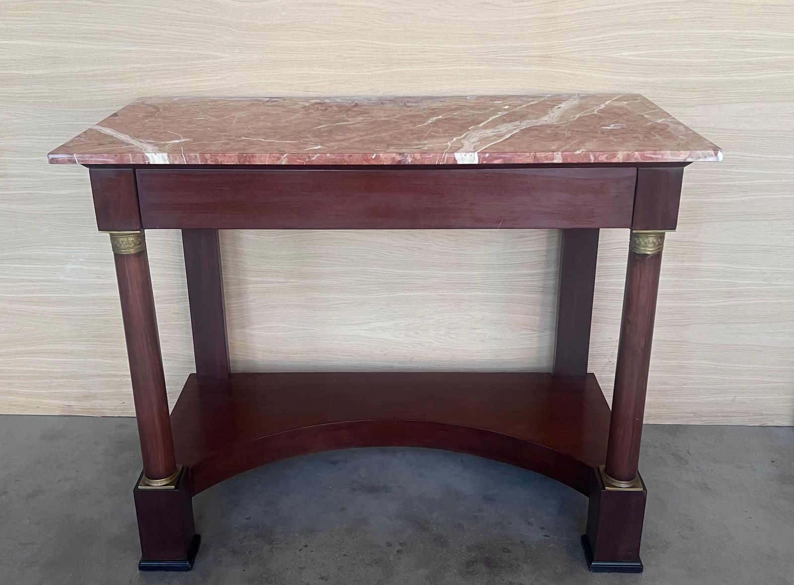 Console d'époque française Empire en bois fruitier avec tiroir, début du XXe siècle photo furniture