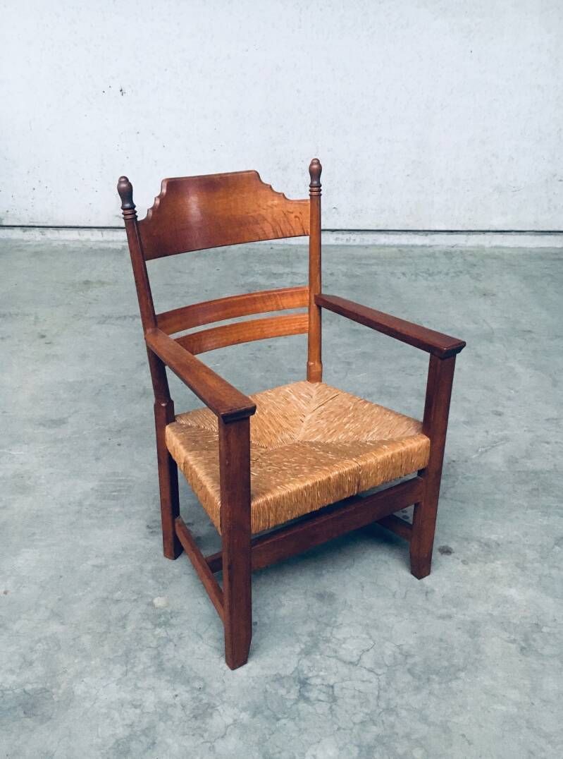 1930's Italian Alps Rustic Design Carved Large Armchair photo furniture