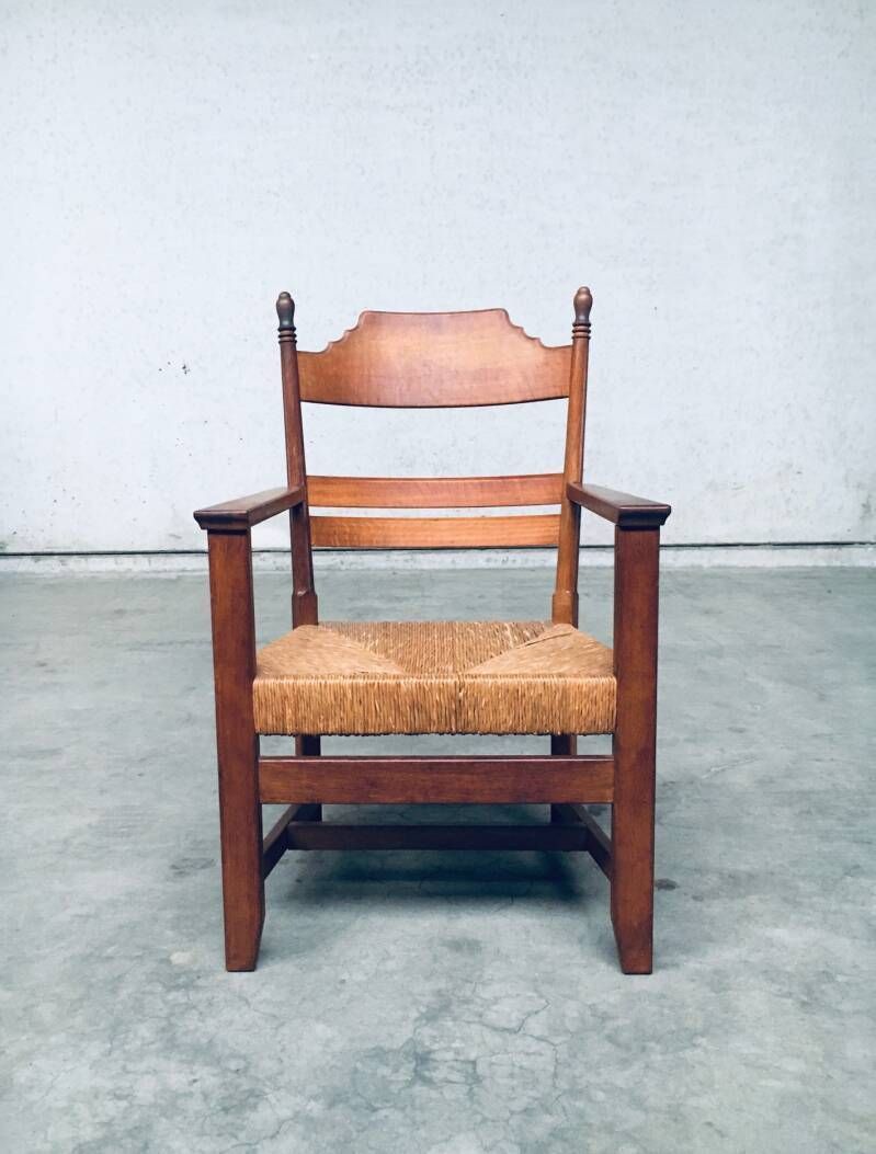 1930's Italian Alps Rustic Design Carved Large Armchair photo for sale