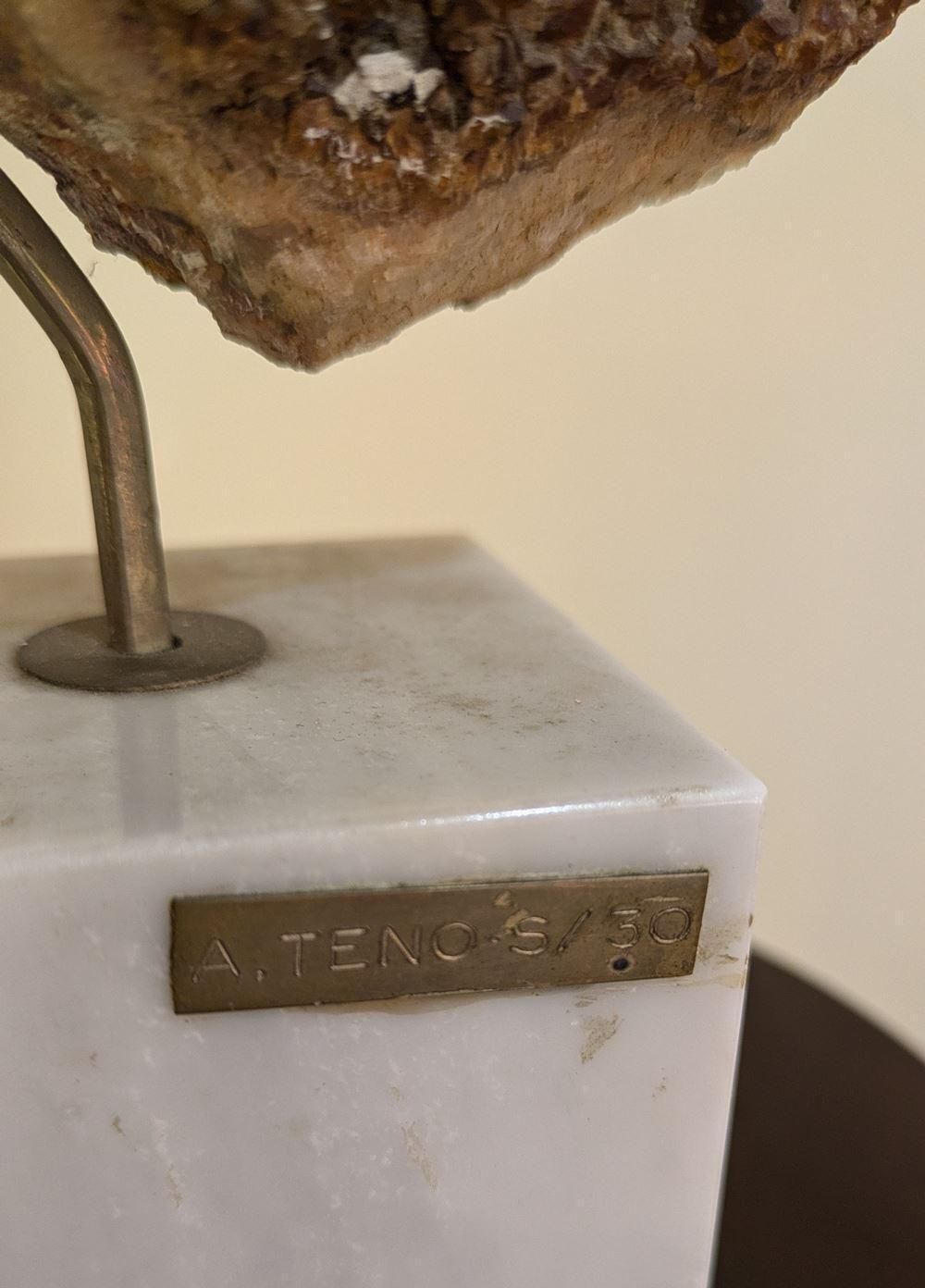 Aurelio Teno (1927/2013) Fish Shaped Sculpture, Natural Stone And Bronze photo 1546.0