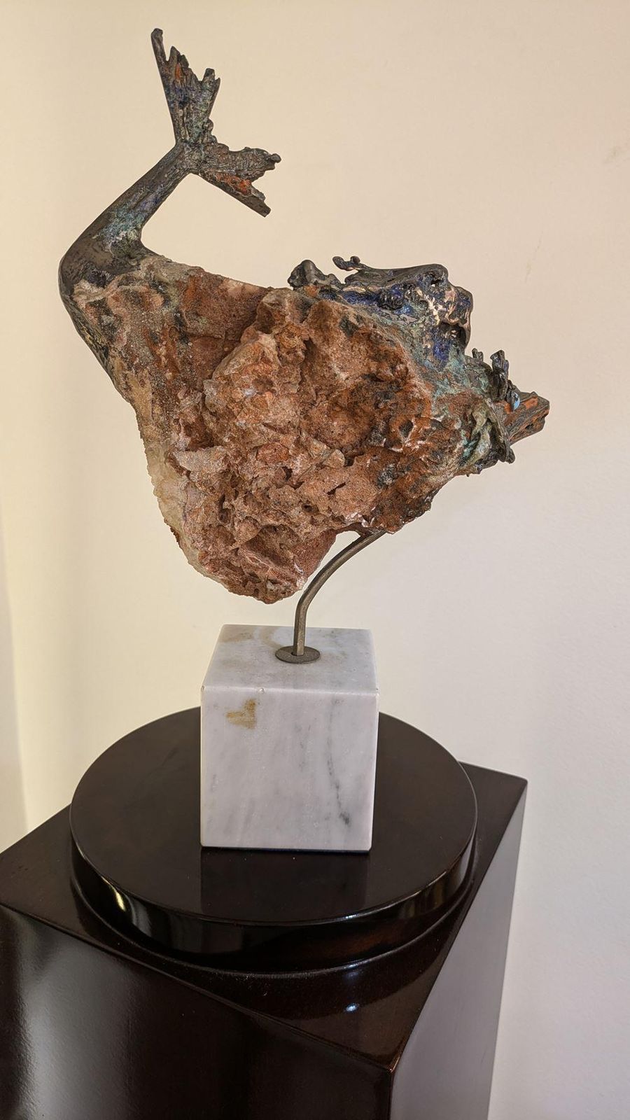 Aurelio Teno (1927/2013) Fish Shaped Sculpture, Natural Stone And Bronze photo buy