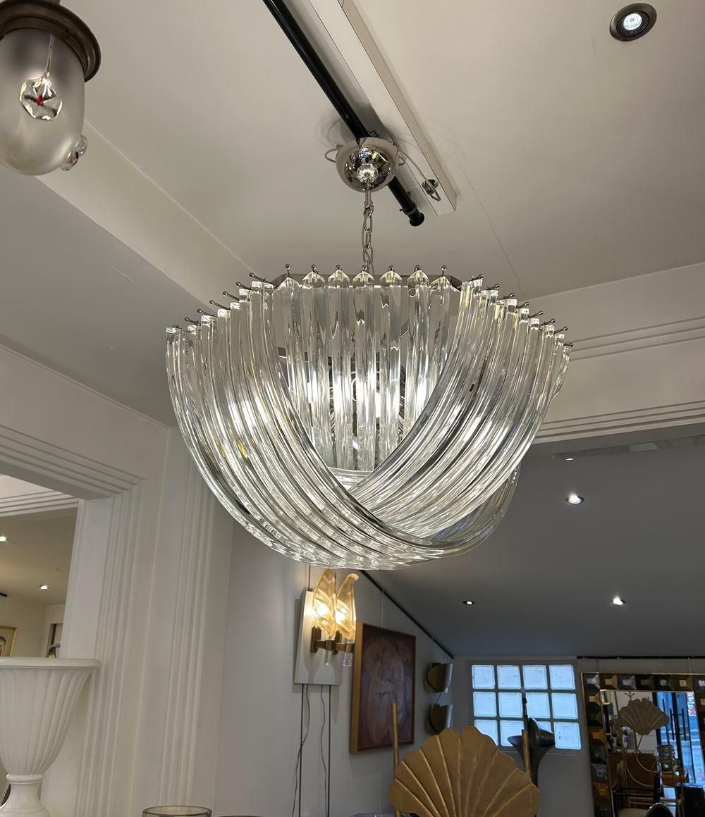 Murano Curved Crystal Chandelier By Carlo Nason photo for sale