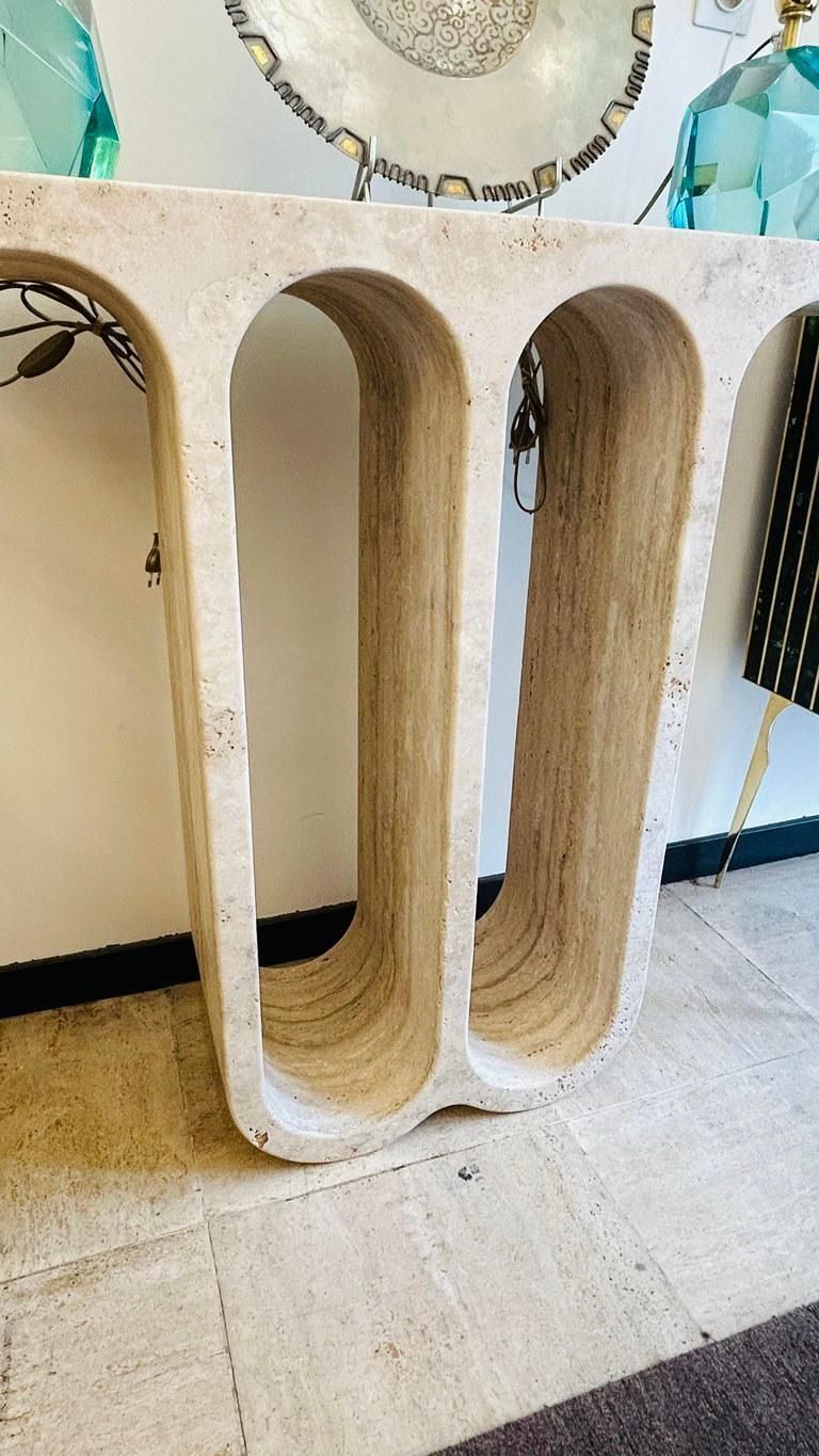Travertine Arch Console Monobloc Sculpture, Circa 1980 photo 7718.0