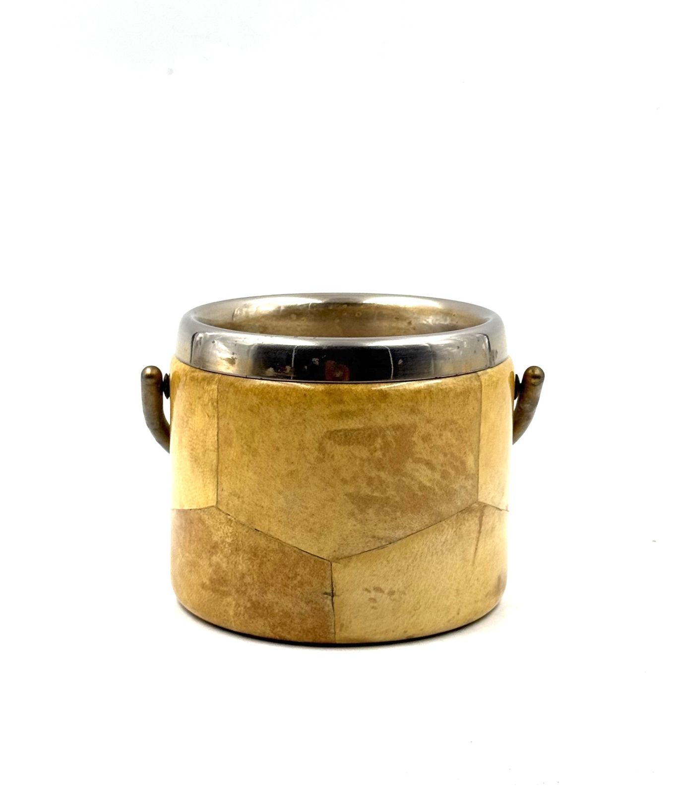 photo for sale Mid Century Cream Parchment Ice Bucket, Aldo Tura Italy 1950s