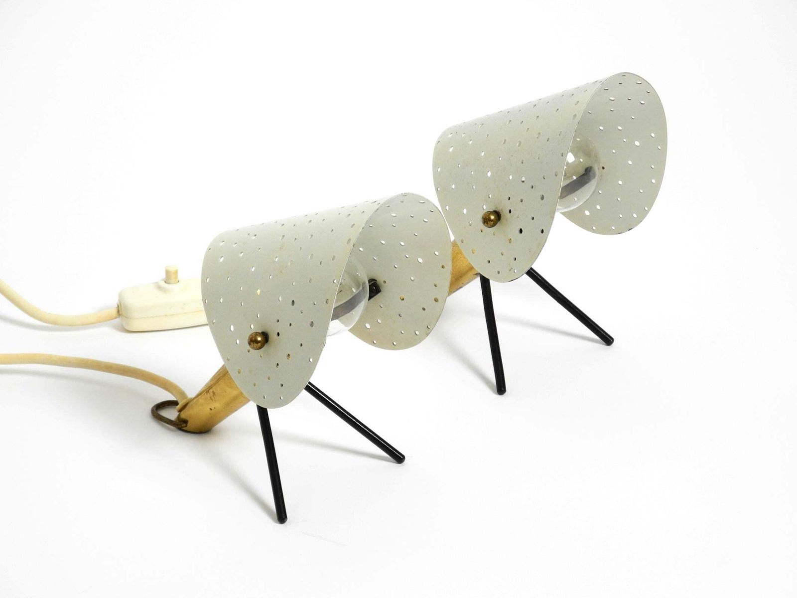 Pair Of Mid Century Metal Brass Table And Wall Lamps By Ernst Igl For Hillebrand photo for sale
