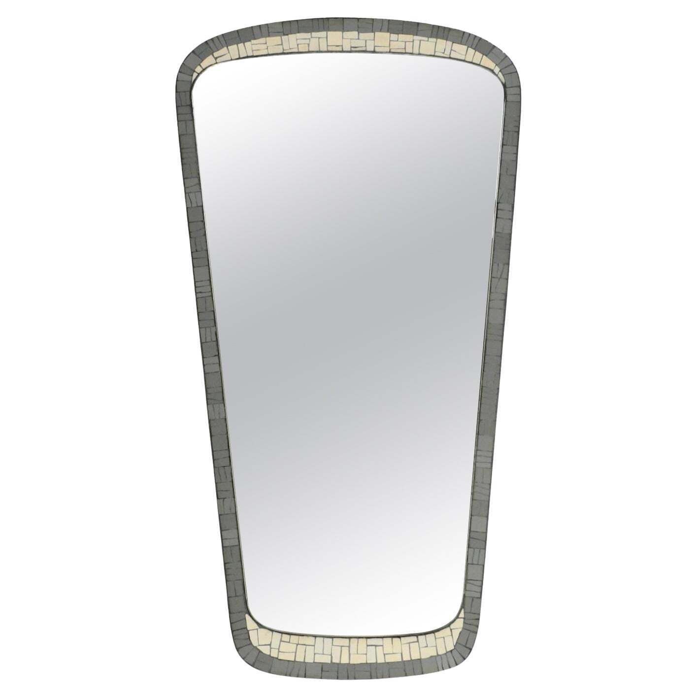 Mid Century Mosaic Wall Mirror With Heavy Brass Frame By Münchner Zierspiegel