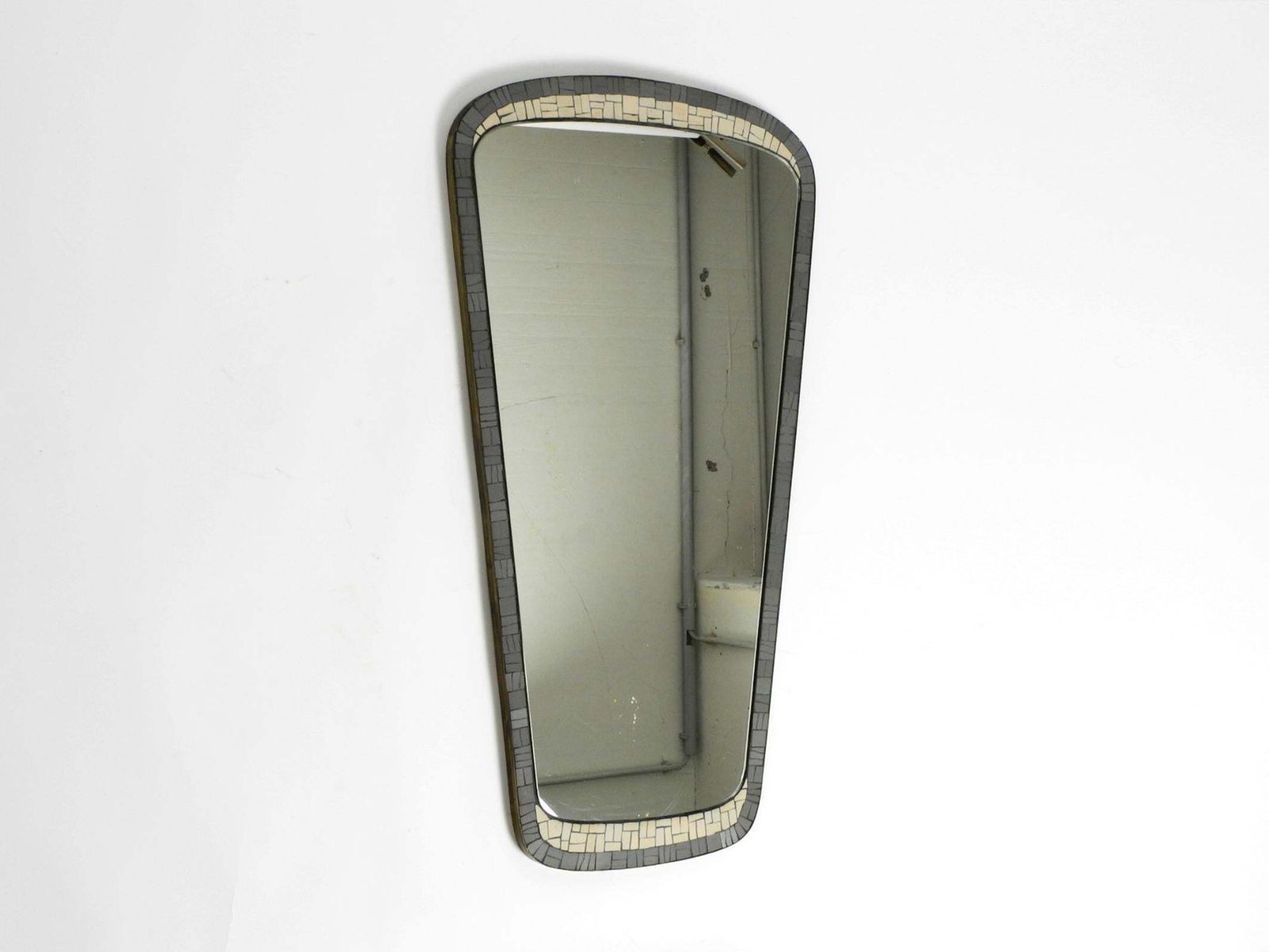 Mid Century Mosaic Wall Mirror With Heavy Brass Frame By Münchner Zierspiegel photo Home Decor