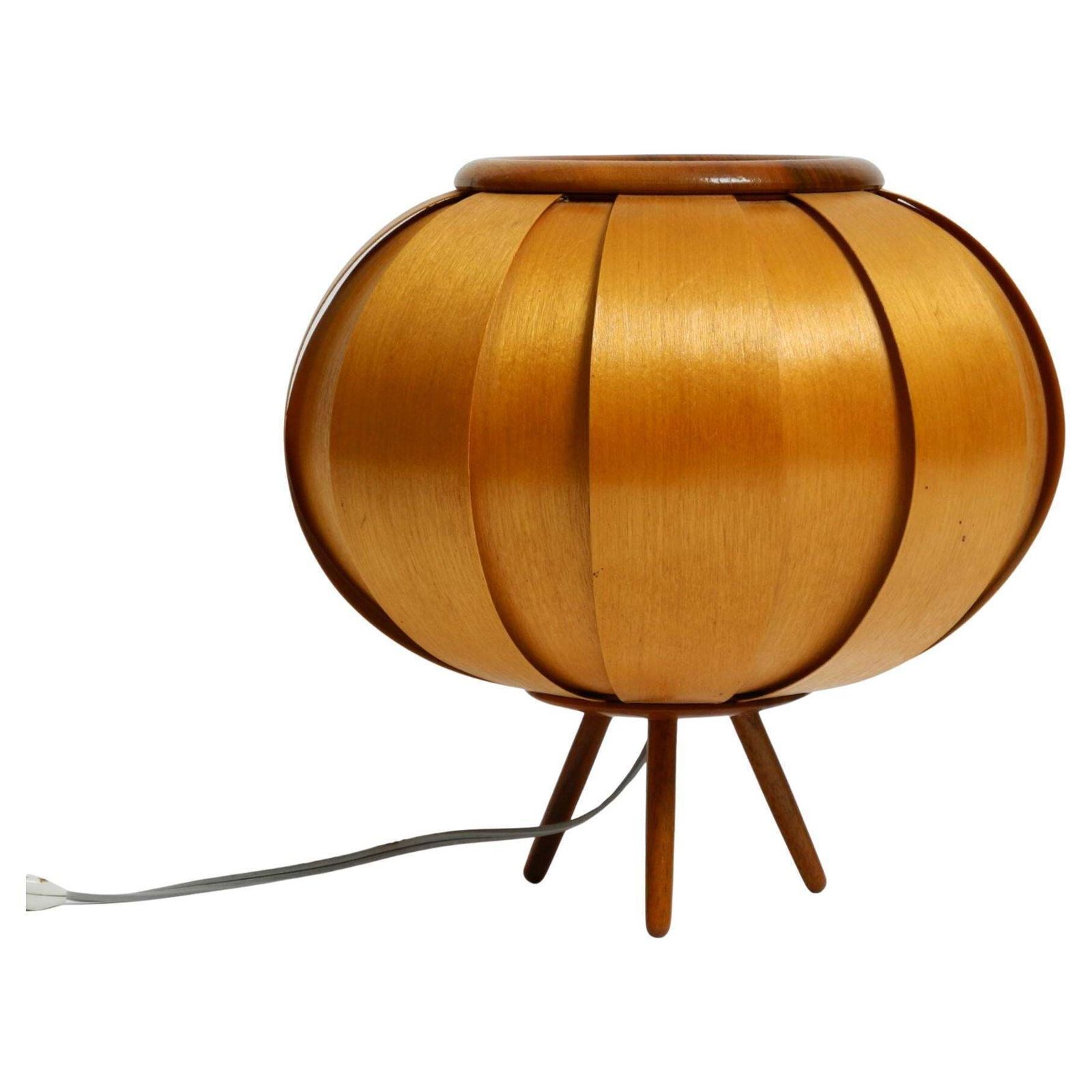 1960s Czech Wood Veneer Tripod Lamp By Stanislav Kučera For úluv