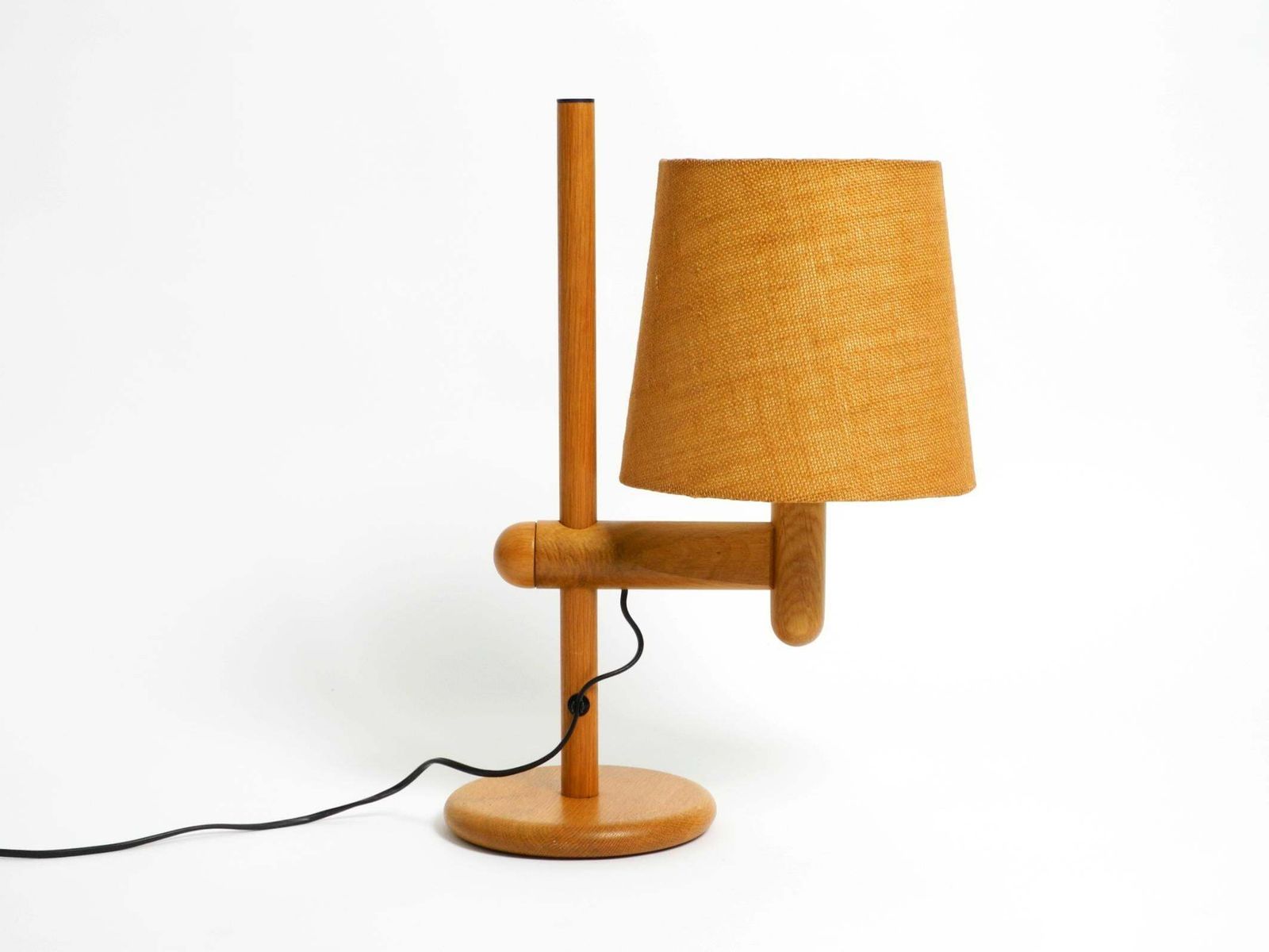 1960s Temde Table Lamp Made Of Oak Wood And With Height Adjustable Shade photo Lighting