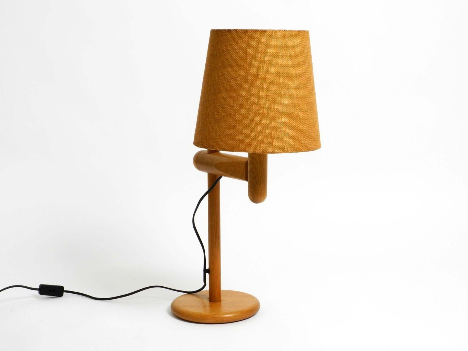 1960s Temde Table Lamp Made Of Oak Wood And With Height Adjustable Shade photo 1160.0