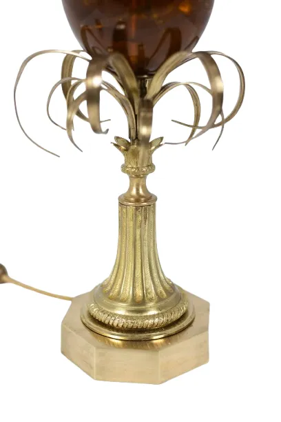 Maison Charles. “Egg” Lamp In Fractal Resin And Bronze. Circa 1970. photo furniture