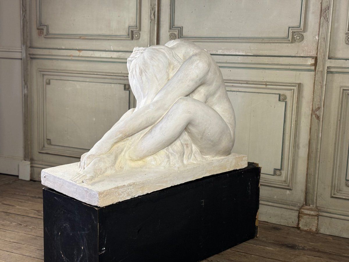 photo for sale Large Studio Plaster, Young Naked Woman, Unidentified Signature On The Base