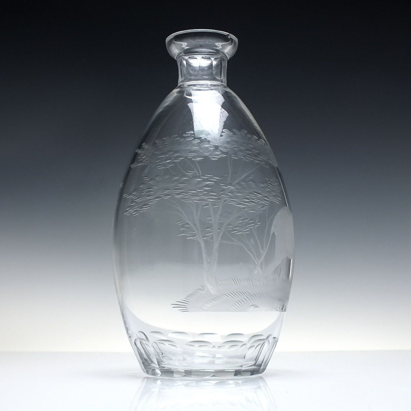 Moser Glass Decanter Engraved By Rowland Ward Co C1950 photo Home Decor