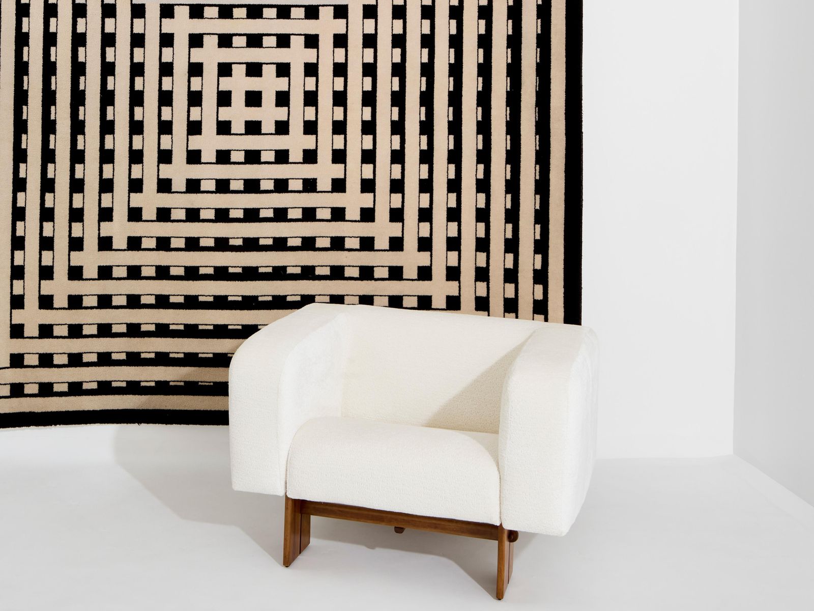 Marcello Morandini Black And Beige Kinetic Tufted Wool Rug 1989 photo furniture