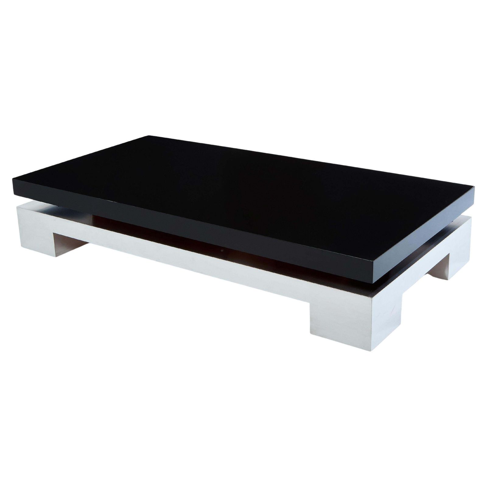 Table basse Nadine Charteret en acier brossé laqué noir, 1972