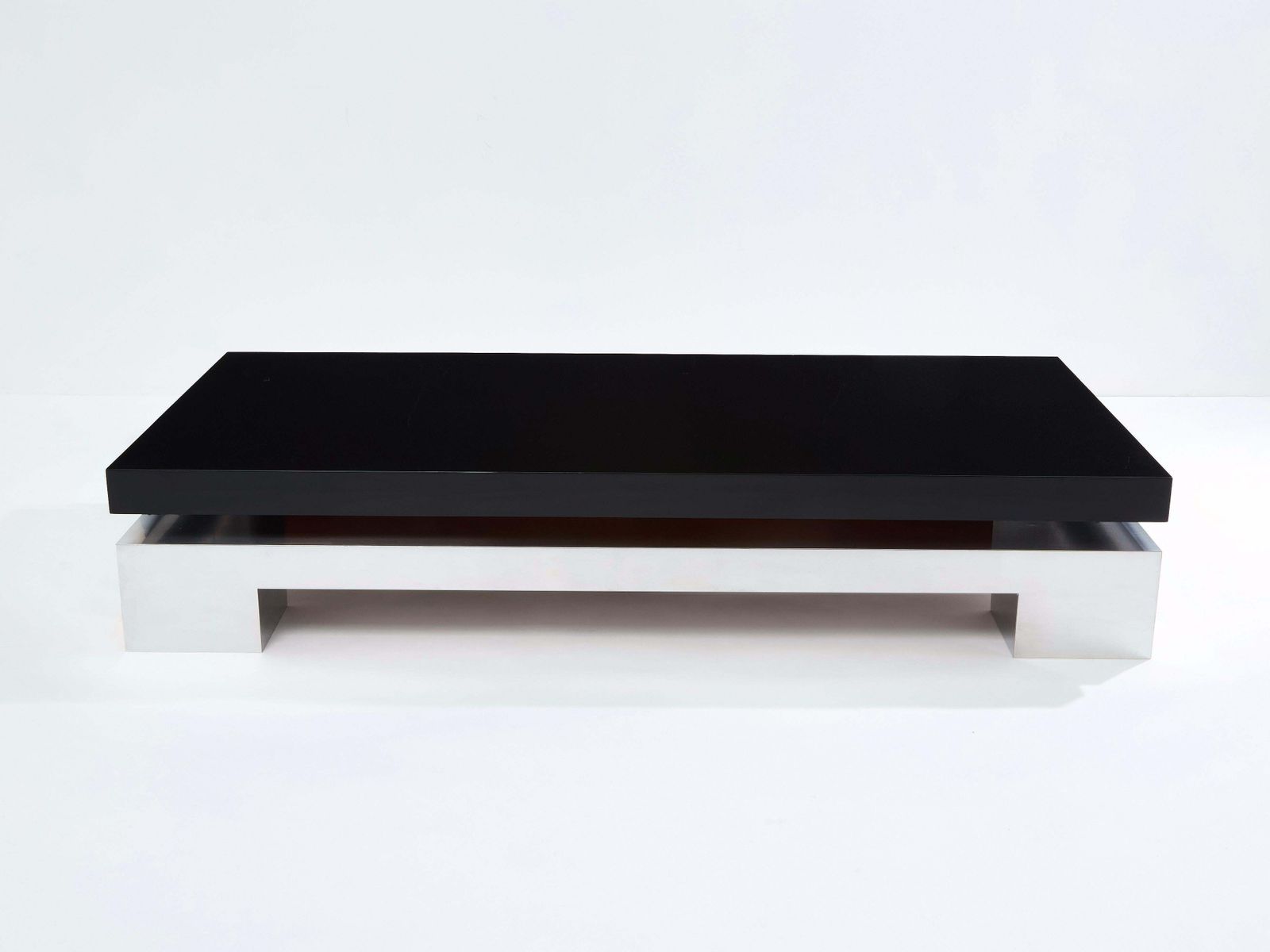 Nadine Charteret Black Lacquer Brushed Steel Coffee Table 1972 photo furniture