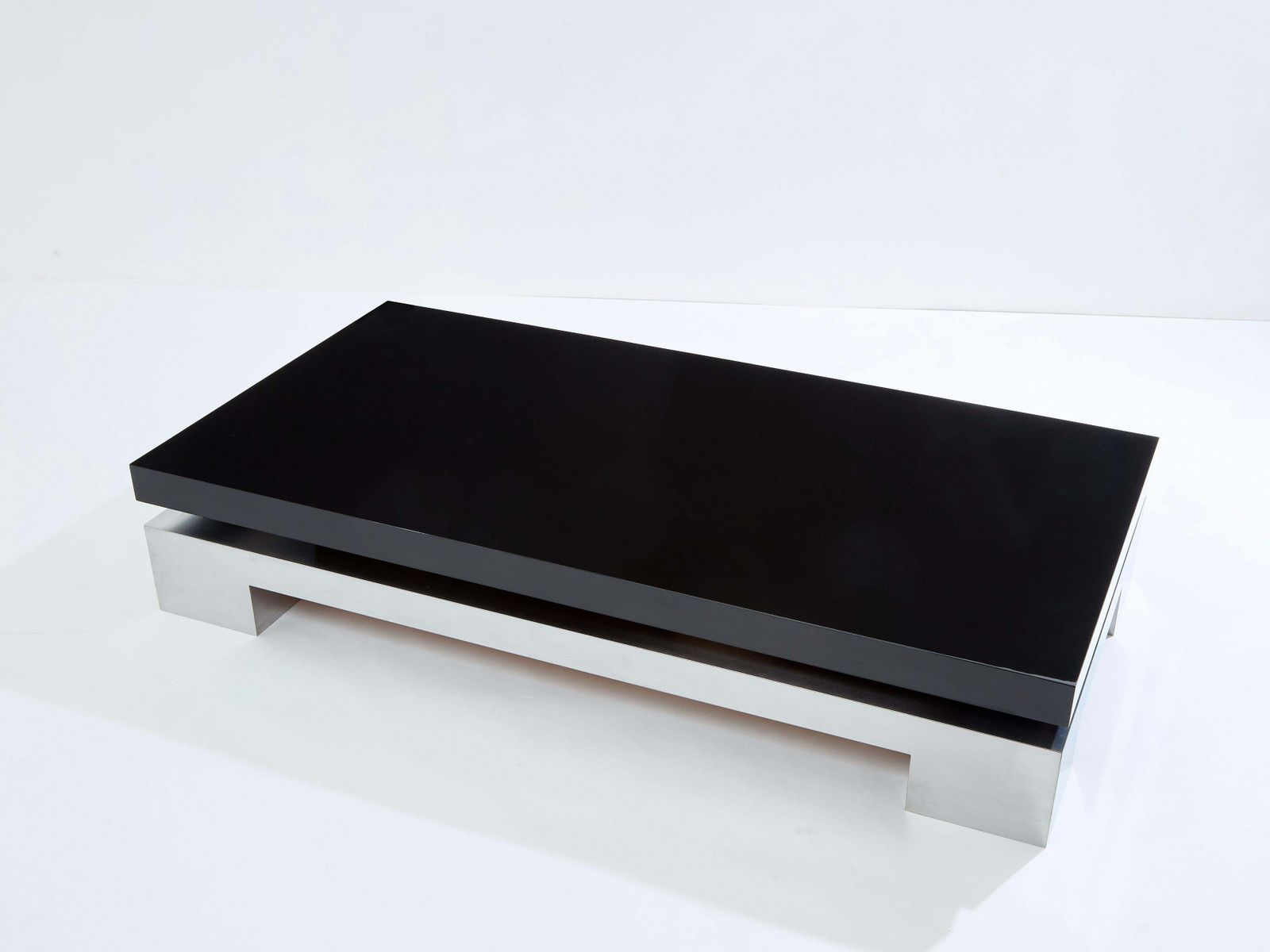 Table basse Nadine Charteret en acier brossé laqué noir, 1972 photo for sale