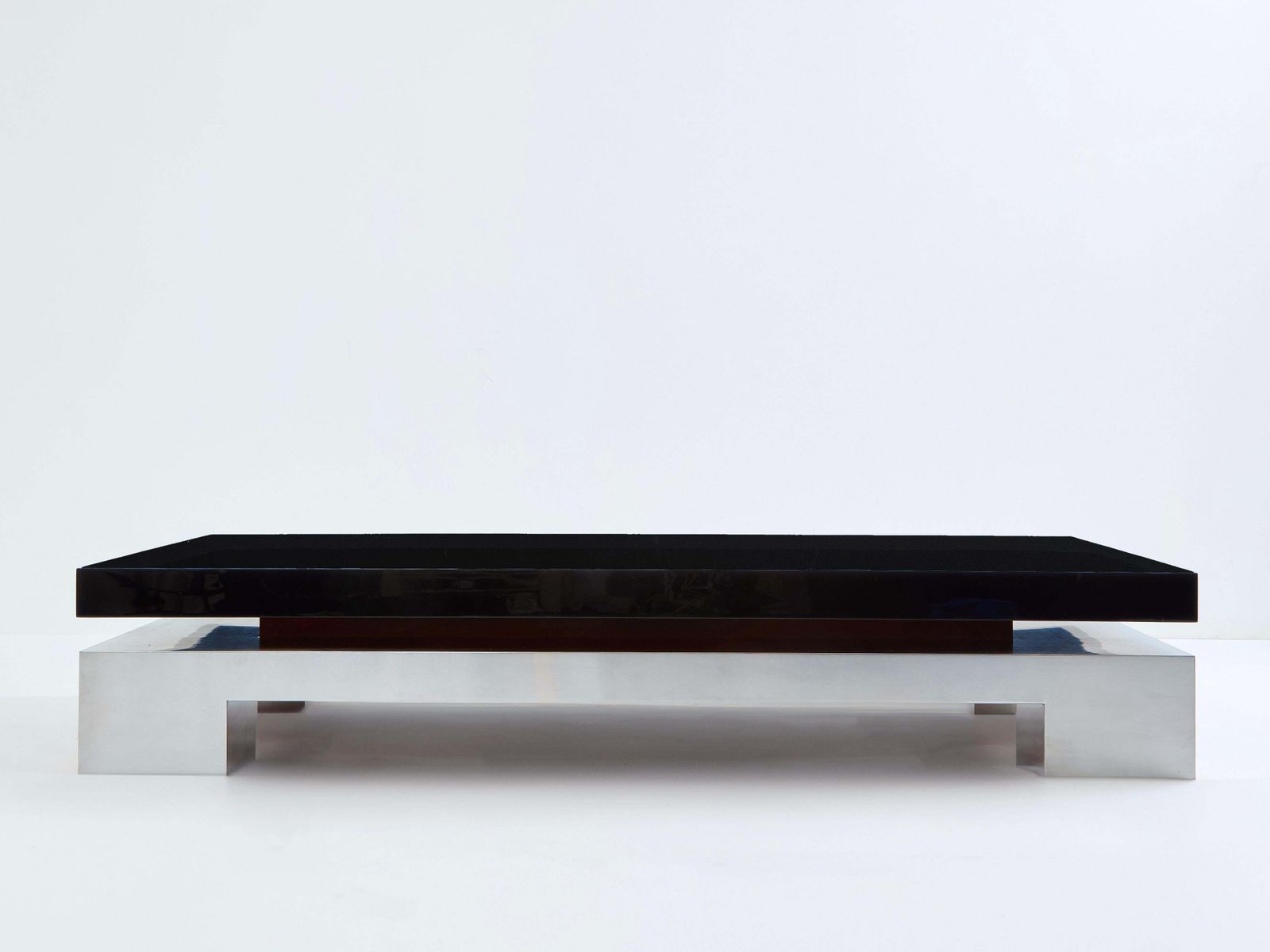 Table basse Nadine Charteret en acier brossé laqué noir, 1972 photo buy