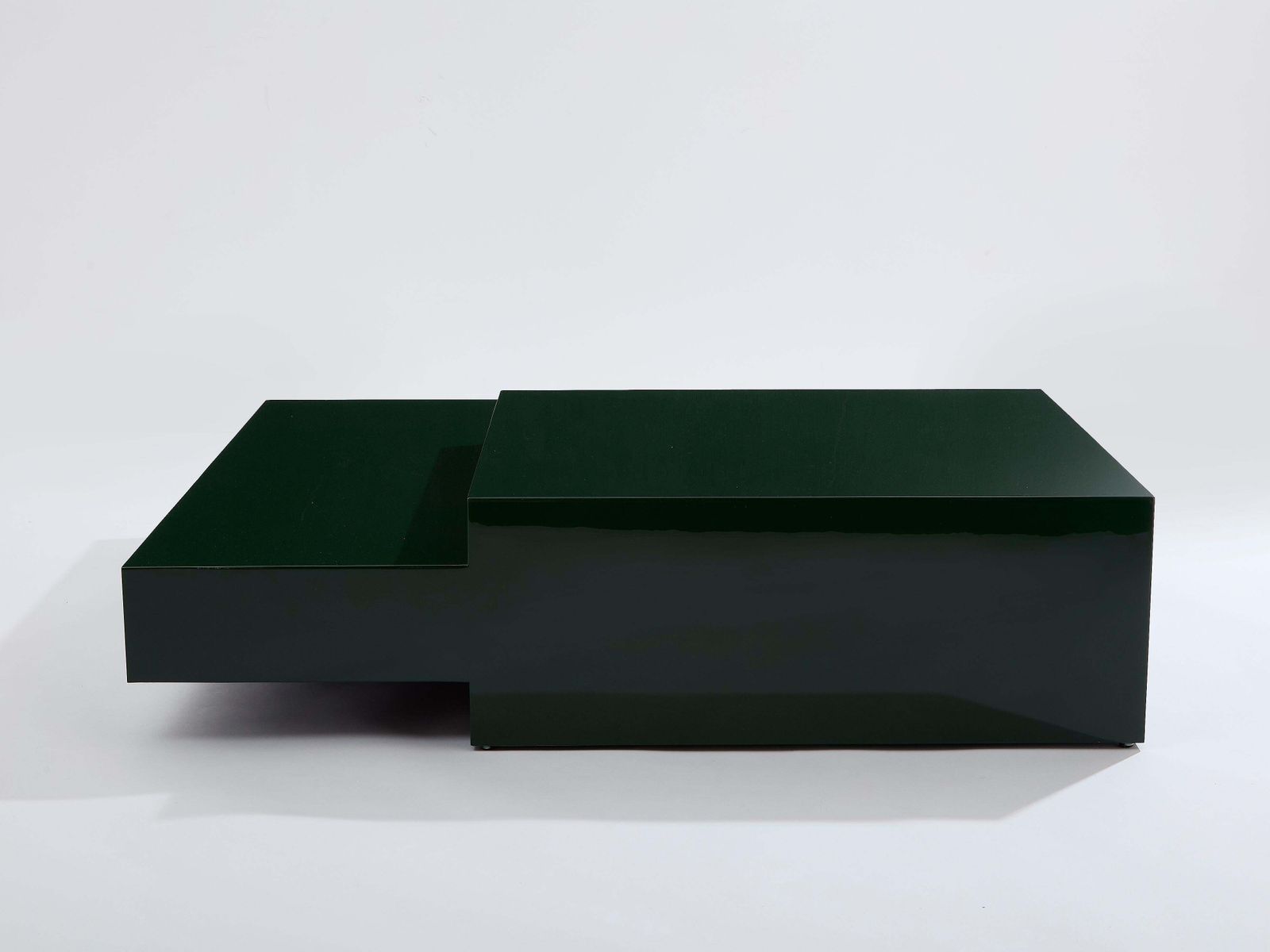 Table basse carrée Willy Rizzo laquée vert forêt, années 1970 photo buy