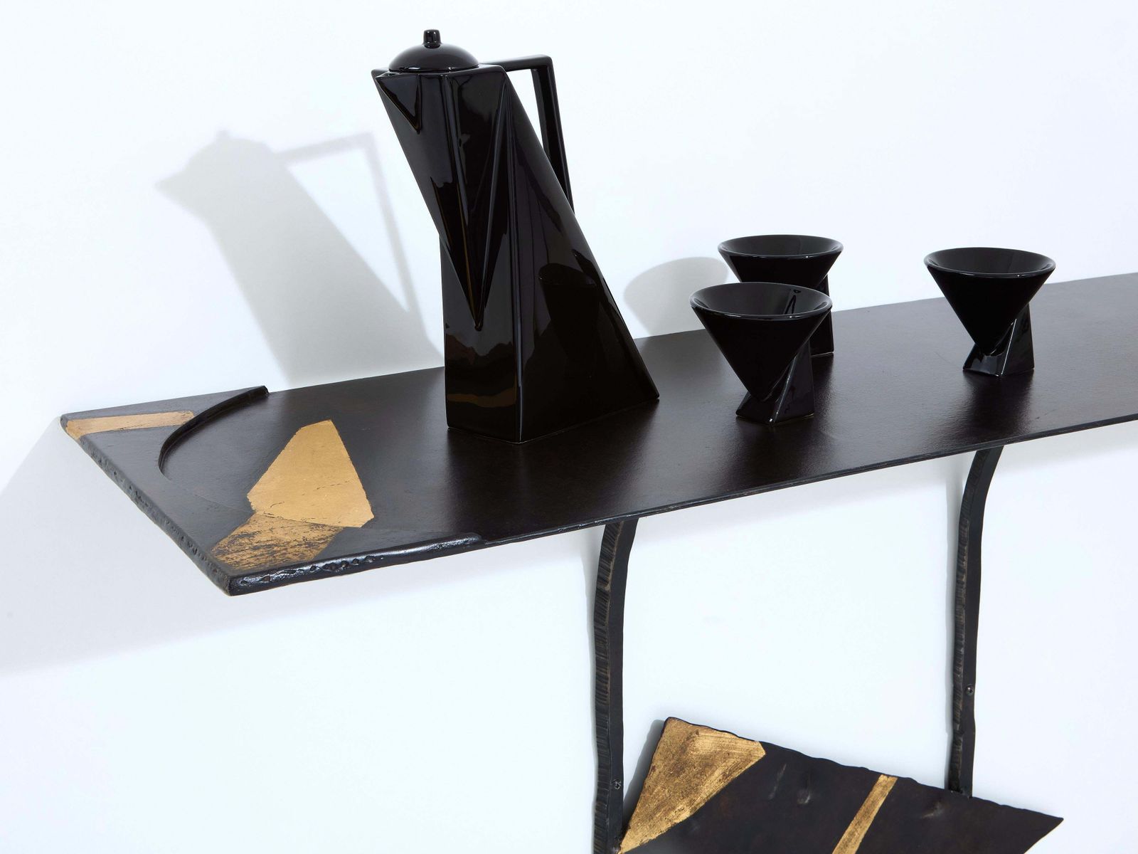 Tables consoles brutalistes Jean Jacques Argueyrolles en fer forgé, 1990 photo vintage