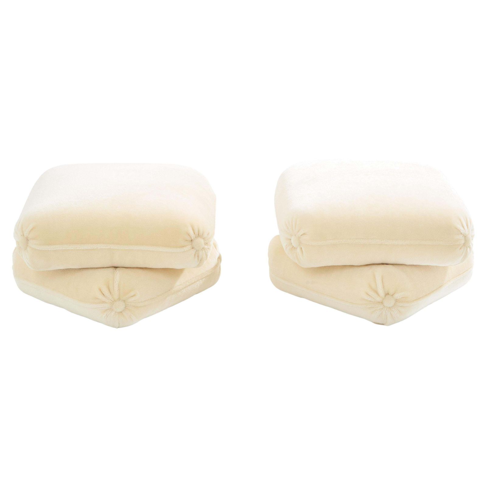 Jacques Charpentier For Maison Jansen Pair Of Ottomans Mohair Velvet 1970s