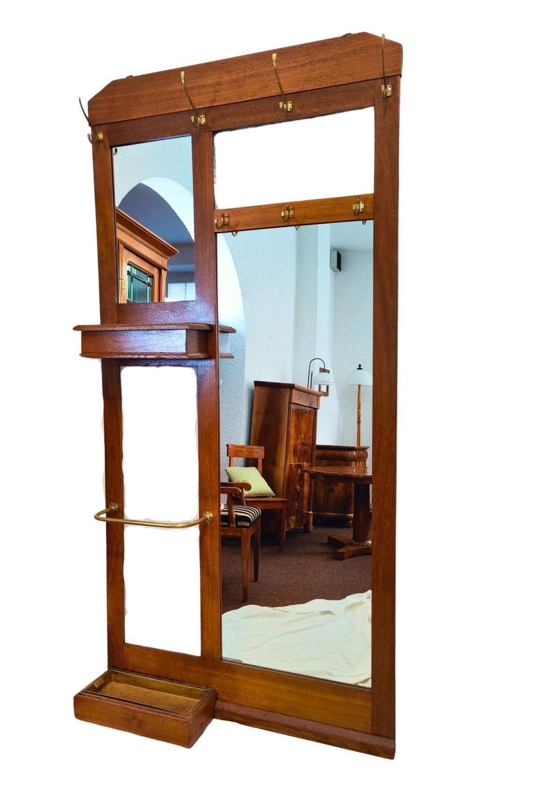German Art Nouveau Oakwood Wall Coat Rack photo vinterior