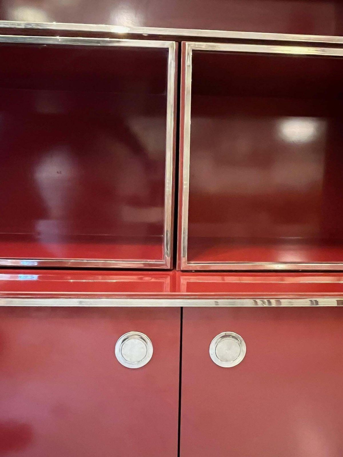 photo buy Red Burgundy Lacquered Modular Shelf / Wall Unit By Willy Rizzo, Italy Ca. 1970s