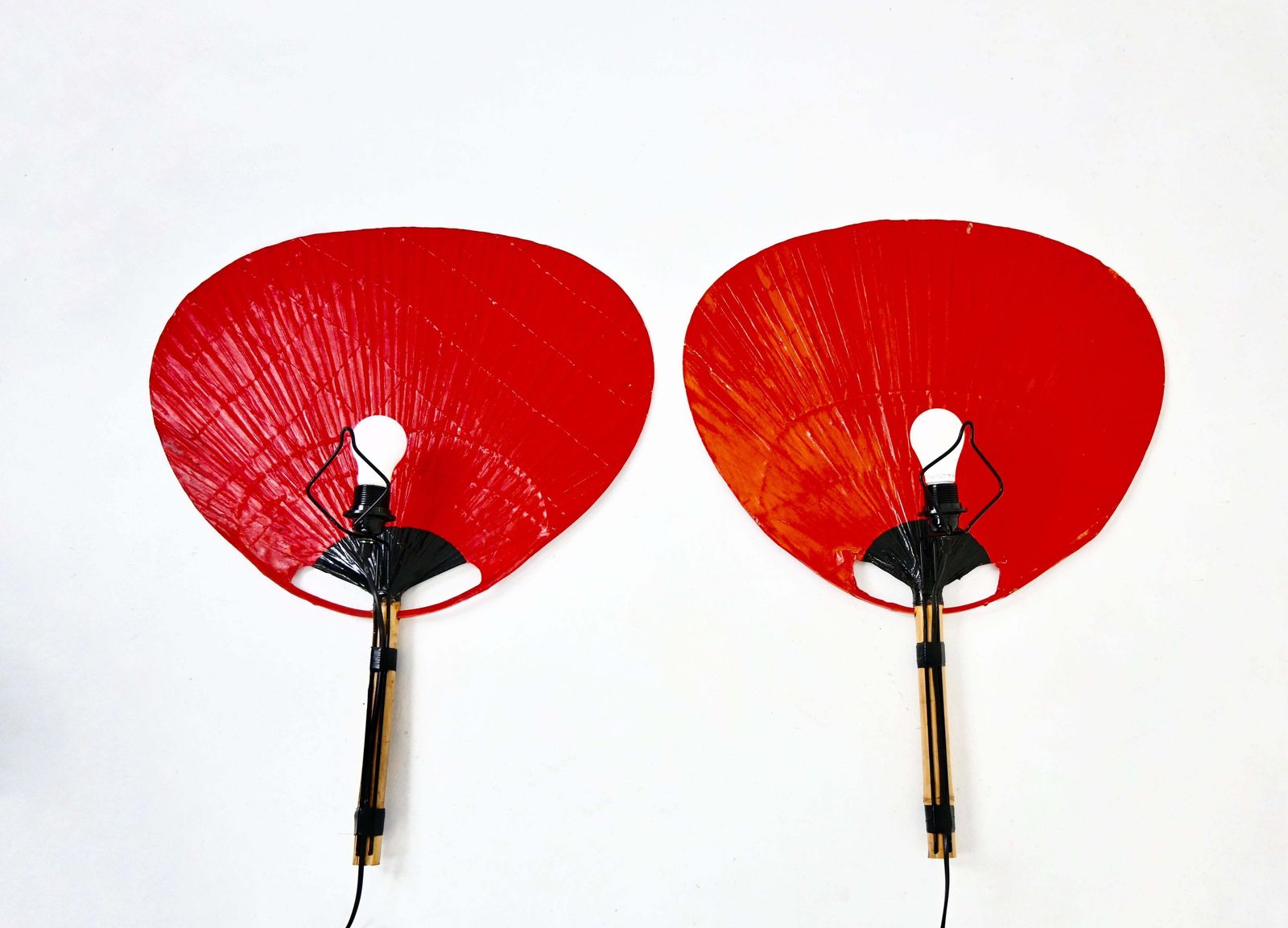 Lighting Pair Of Wall Lamps "Uchiwa" By Ingo Maurer For Design M, 1970s photo