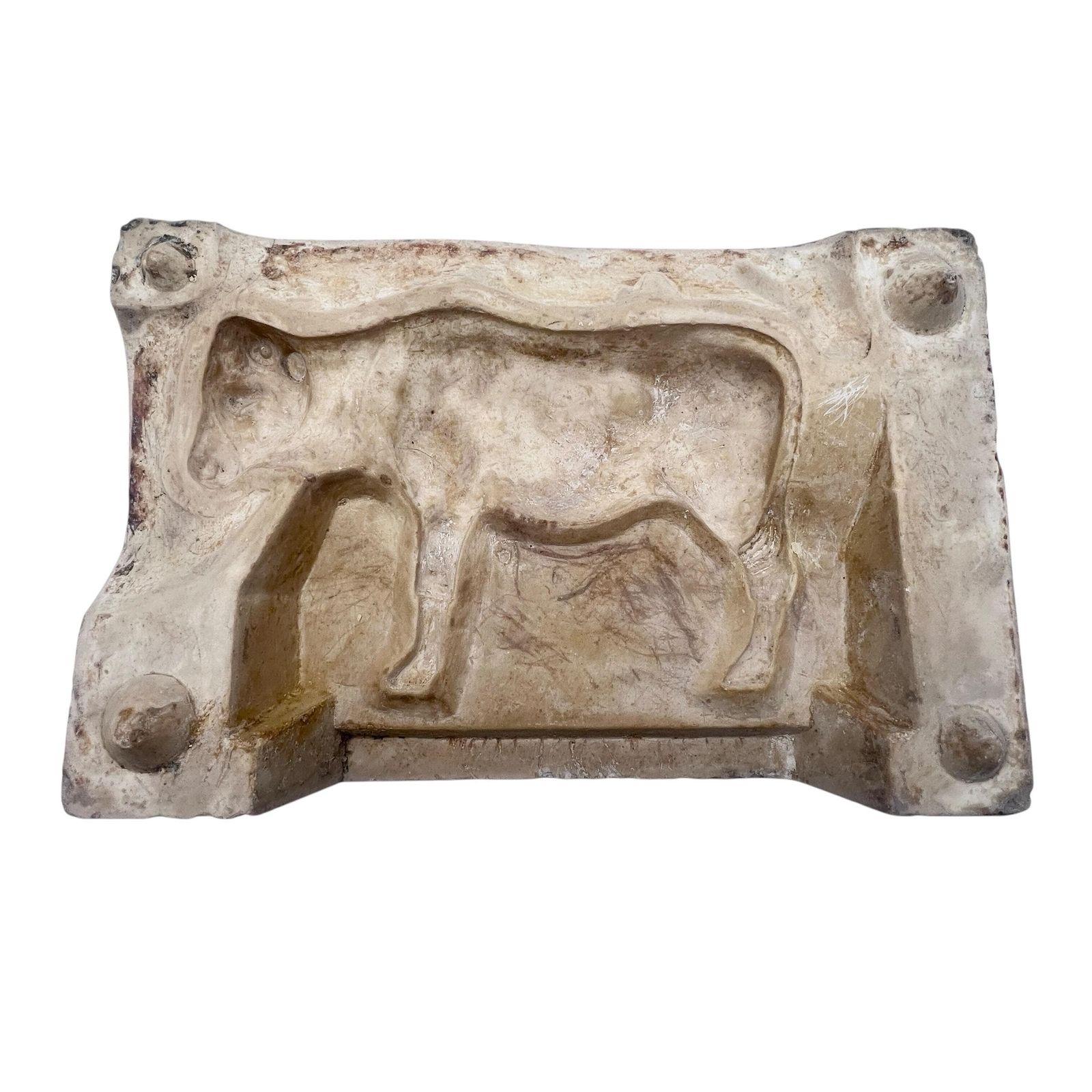 Antique   Vintage   Heavy Alabaster Bull Mould   Bull Sculpture   Bas Relief   Home Decor photo Art