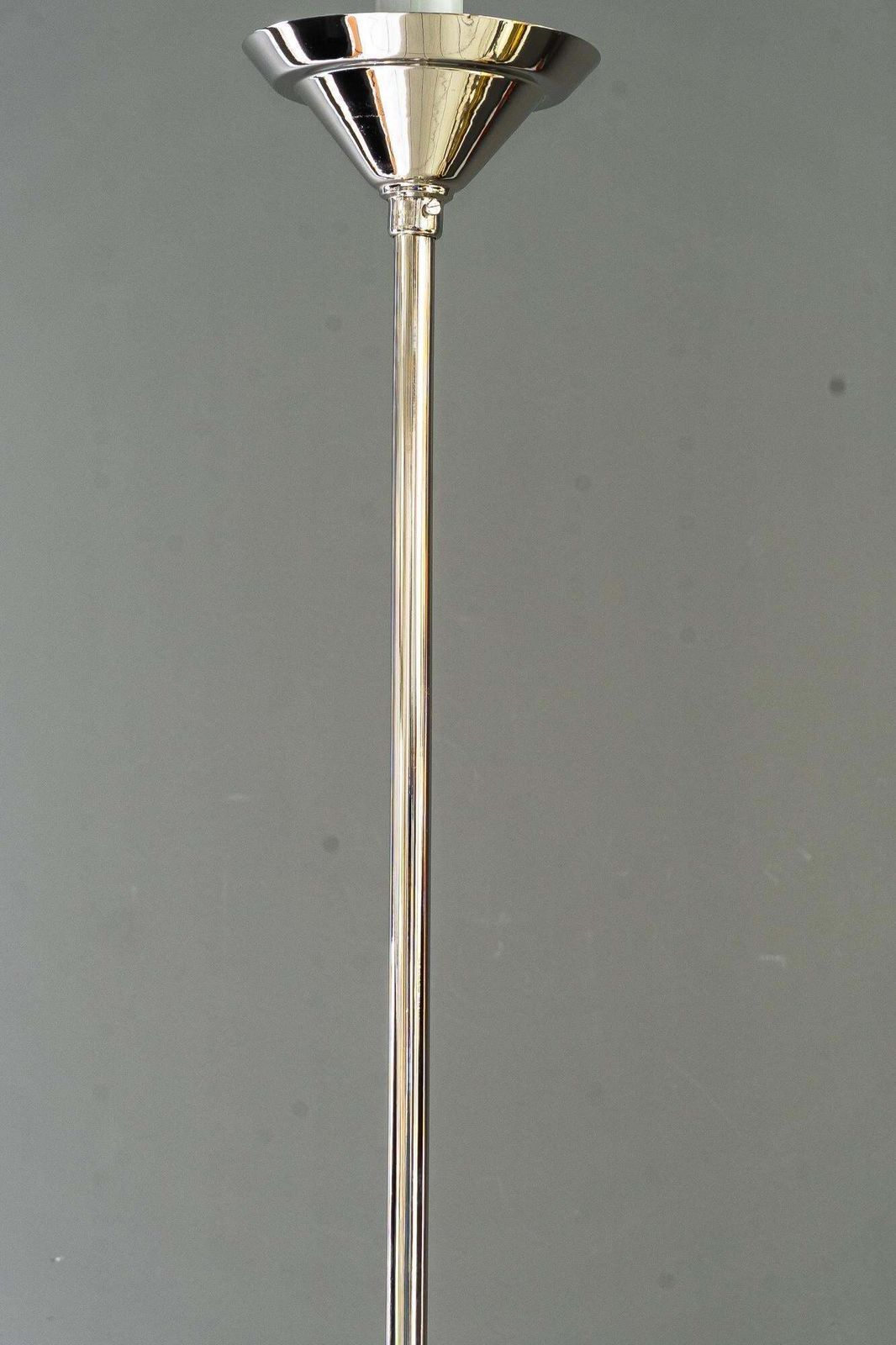Art Deco Nickel   Plated Pendant With Original Art Deco Glass Shade Vienna 1920s photo for sale