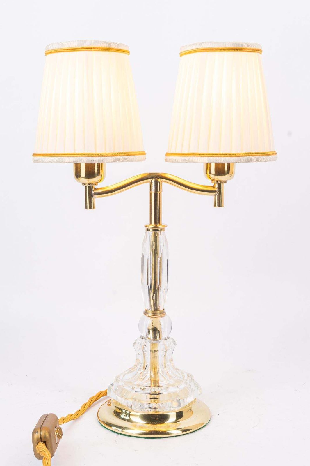 Bakalowits Table Lamp With Cut Glass And Original Shades Vienna Around 1950s photo vintage