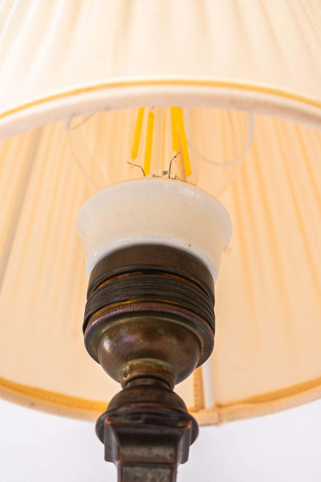 Art Deco Tin Table Lamp With Fabric Shade Vienna Around 1920s photo buy