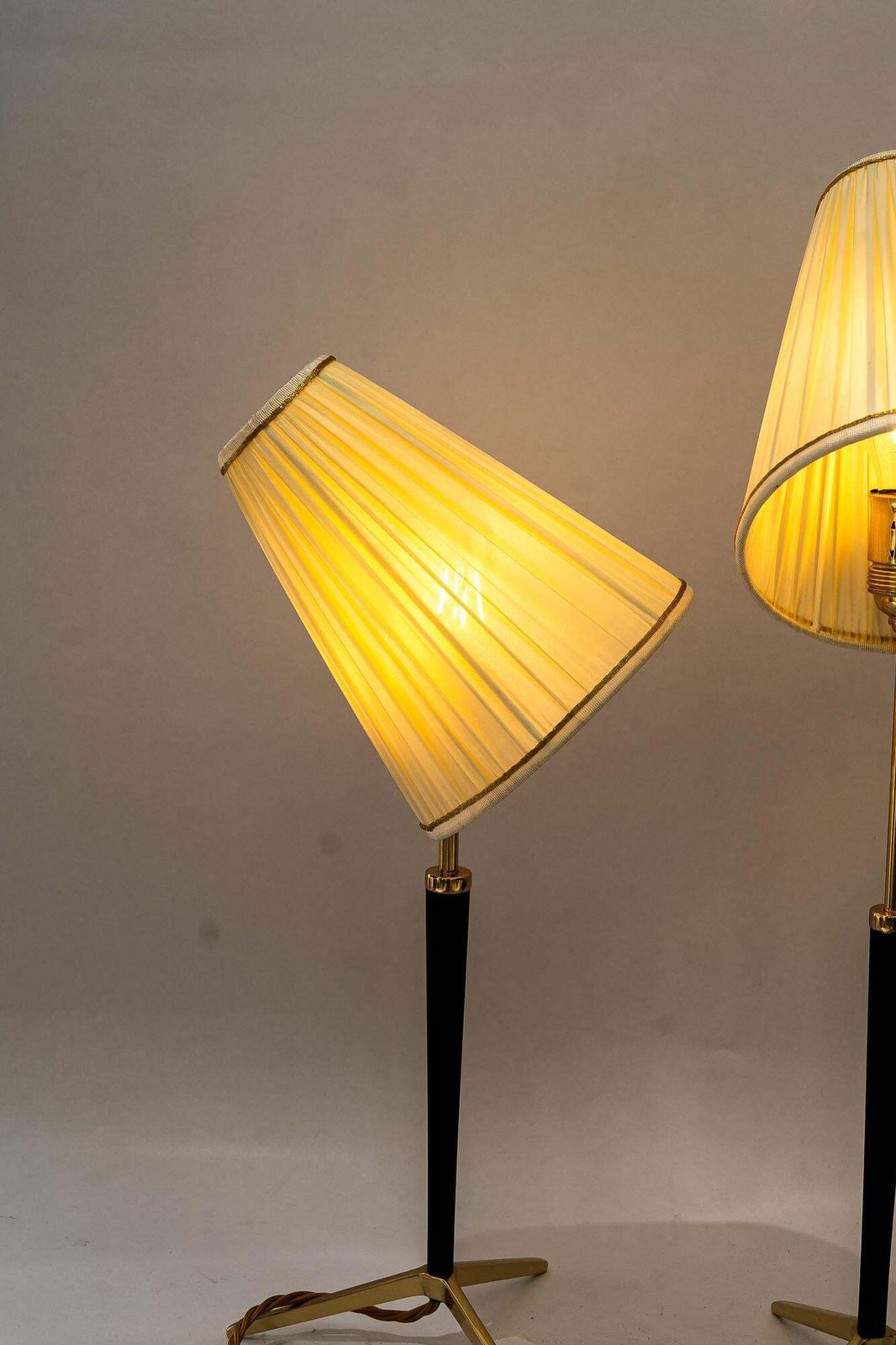 photo furniture 2 Hight Adjustable J.T.Kalmar Table Lamps With Fabric Shades Vienna Around 1950s