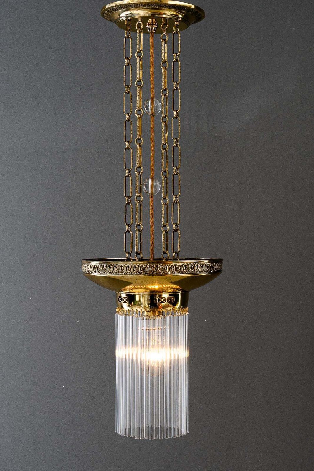 photo for sale Art Deco Hanging Lamp With Glass Sticks Vienna Around 1920s