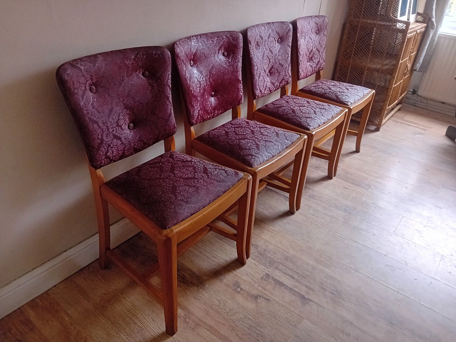 Superb Original 1930's Art Deco Burr Elm Upholstered Dining Chairs photo 275.0