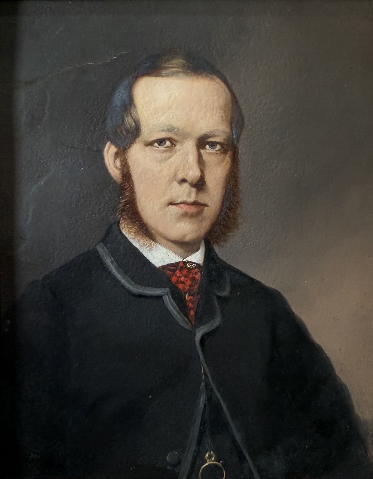 Victorian Oil Painting On Metal Of Rev. William Henry Goddard B.1830 photo furniture