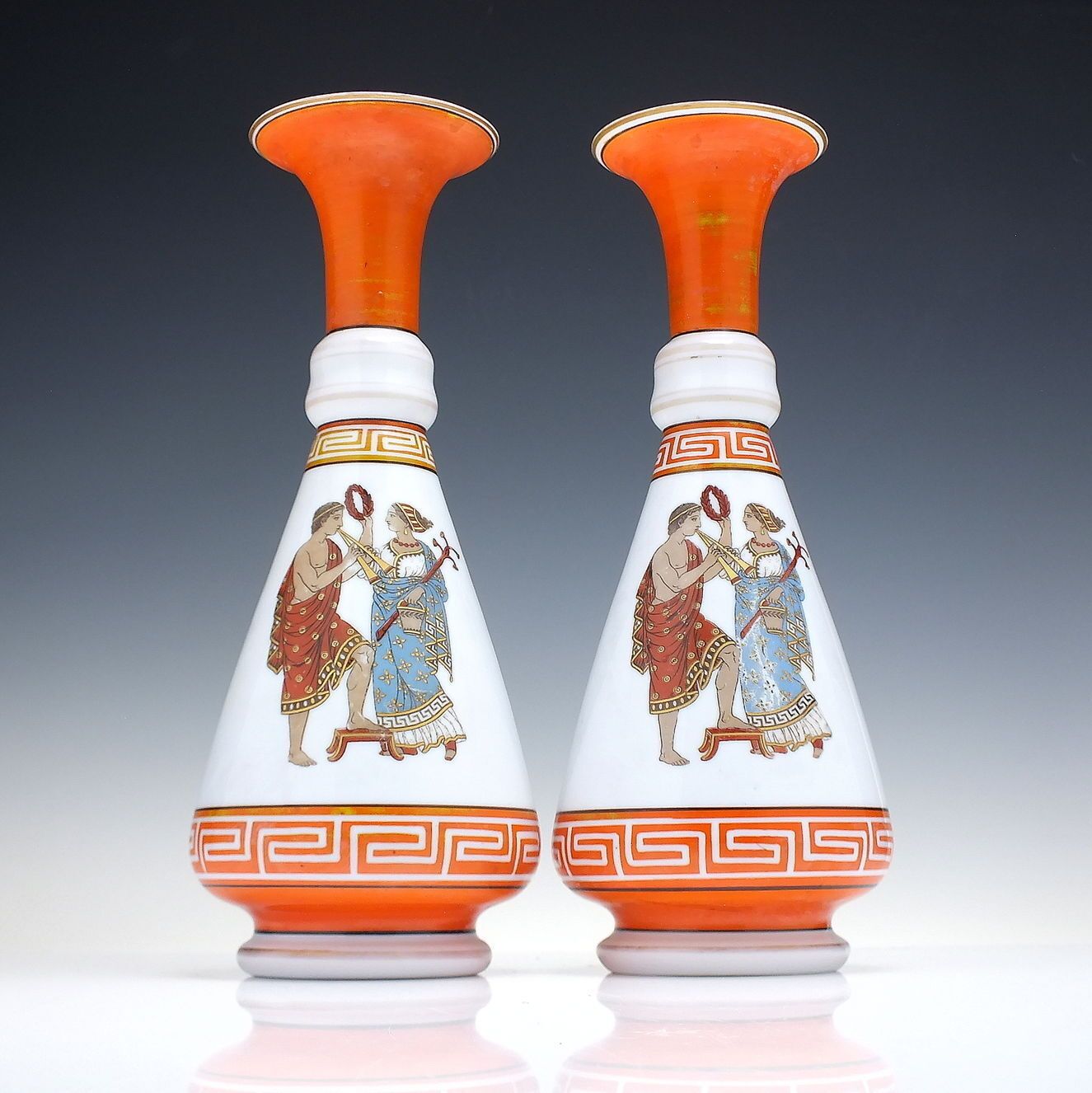 Pair Harrach Neoclassical Glass Glass Vase C1890