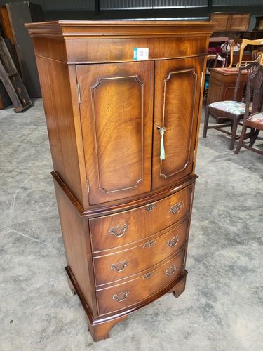 Antique Repro Mahogany Small Slim Cocktail Cabinet Desk Cupboard Bureau photo furniture