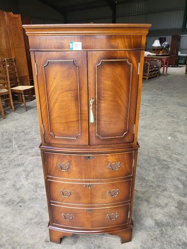 Antique Repro Mahogany Small Slim Cocktail Cabinet Desk Cupboard Bureau photo buy