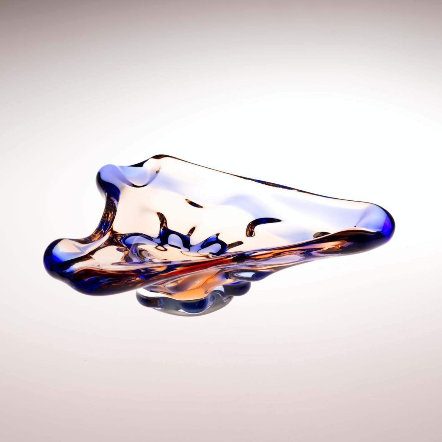 Sommerso Glass Ashtray By František Zemek For Mstisov Glass Union 1960s photo vinterior