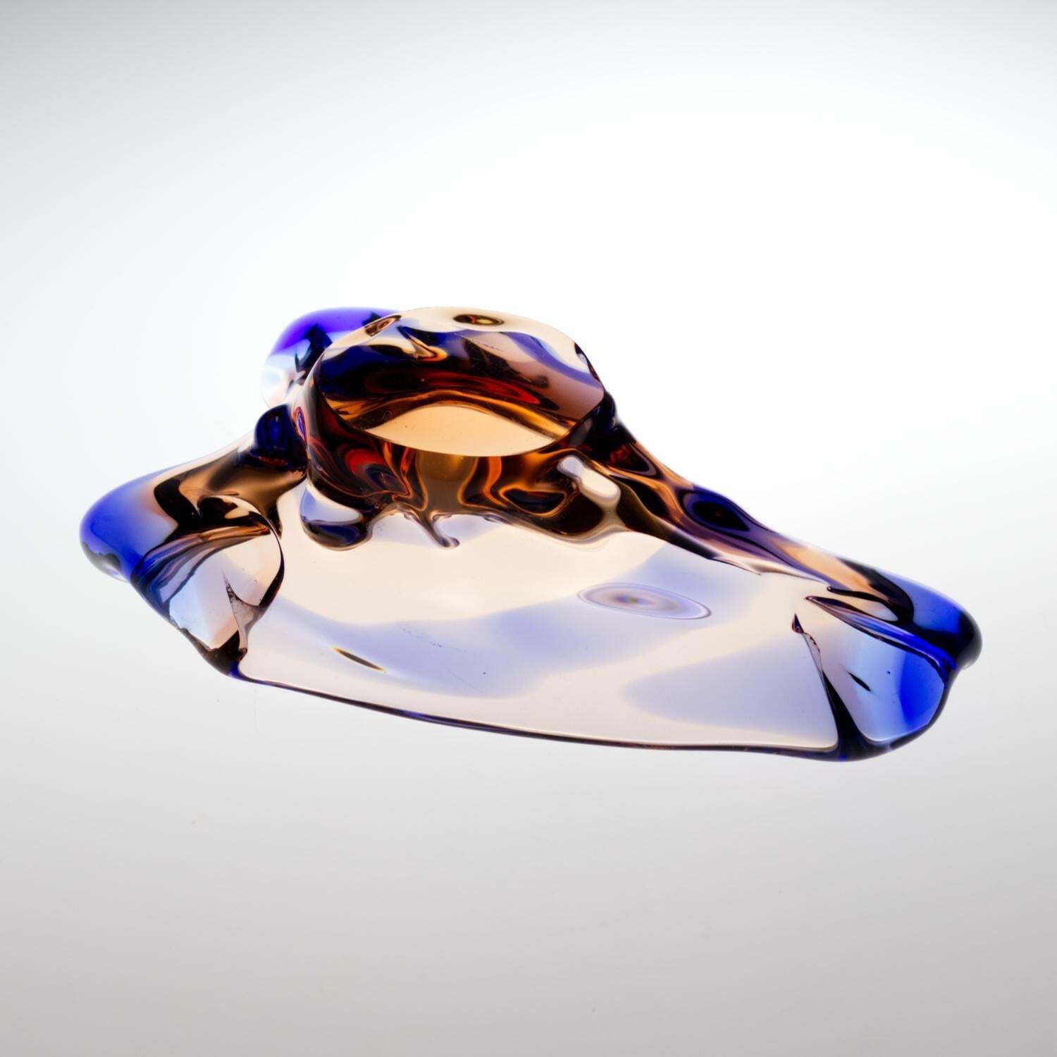 215.0 Sommerso Glass Ashtray By František Zemek For Mstisov Glass Union 1960s photo