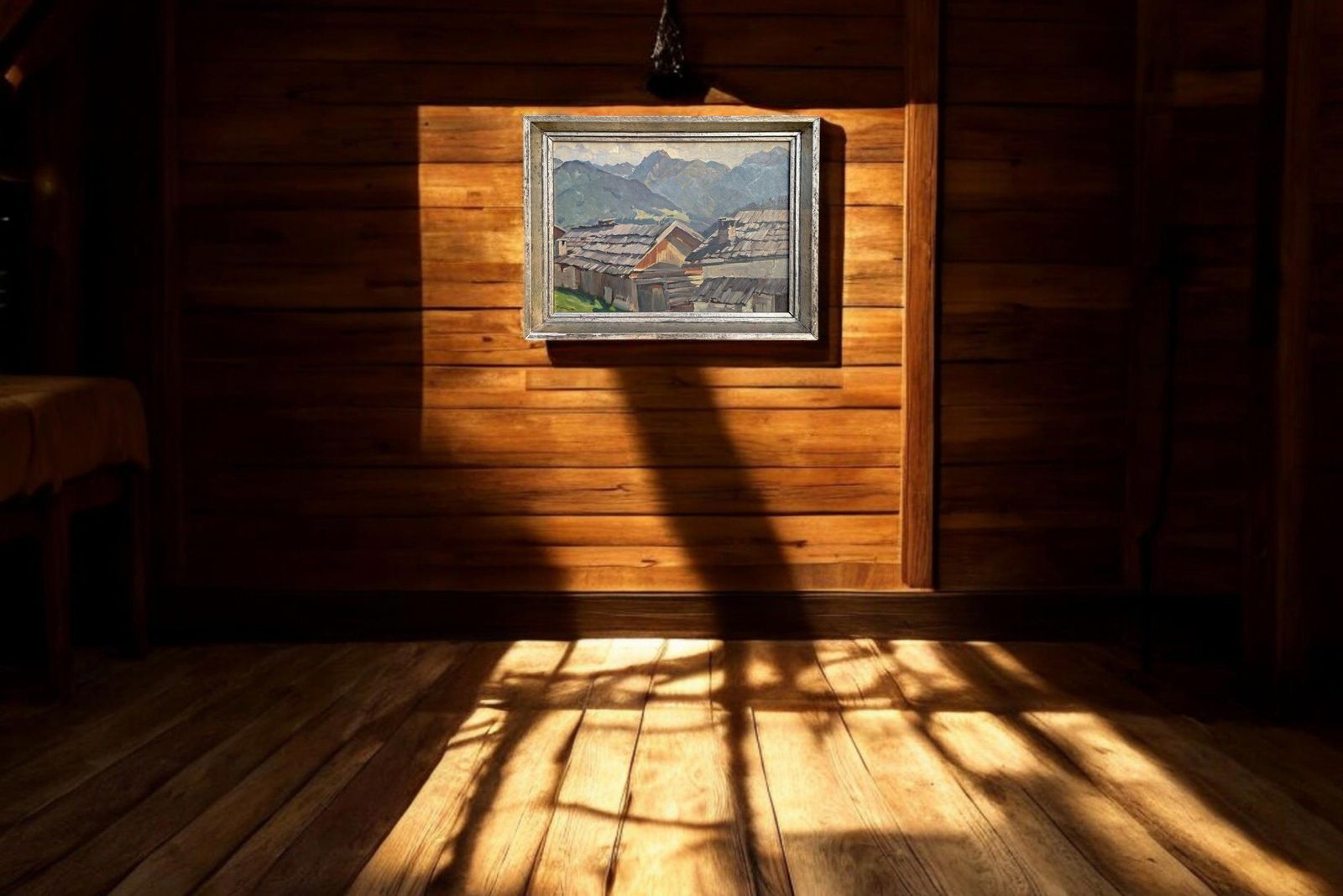 Huts In Landeck – European Alps   Oil On Canvas photo Art