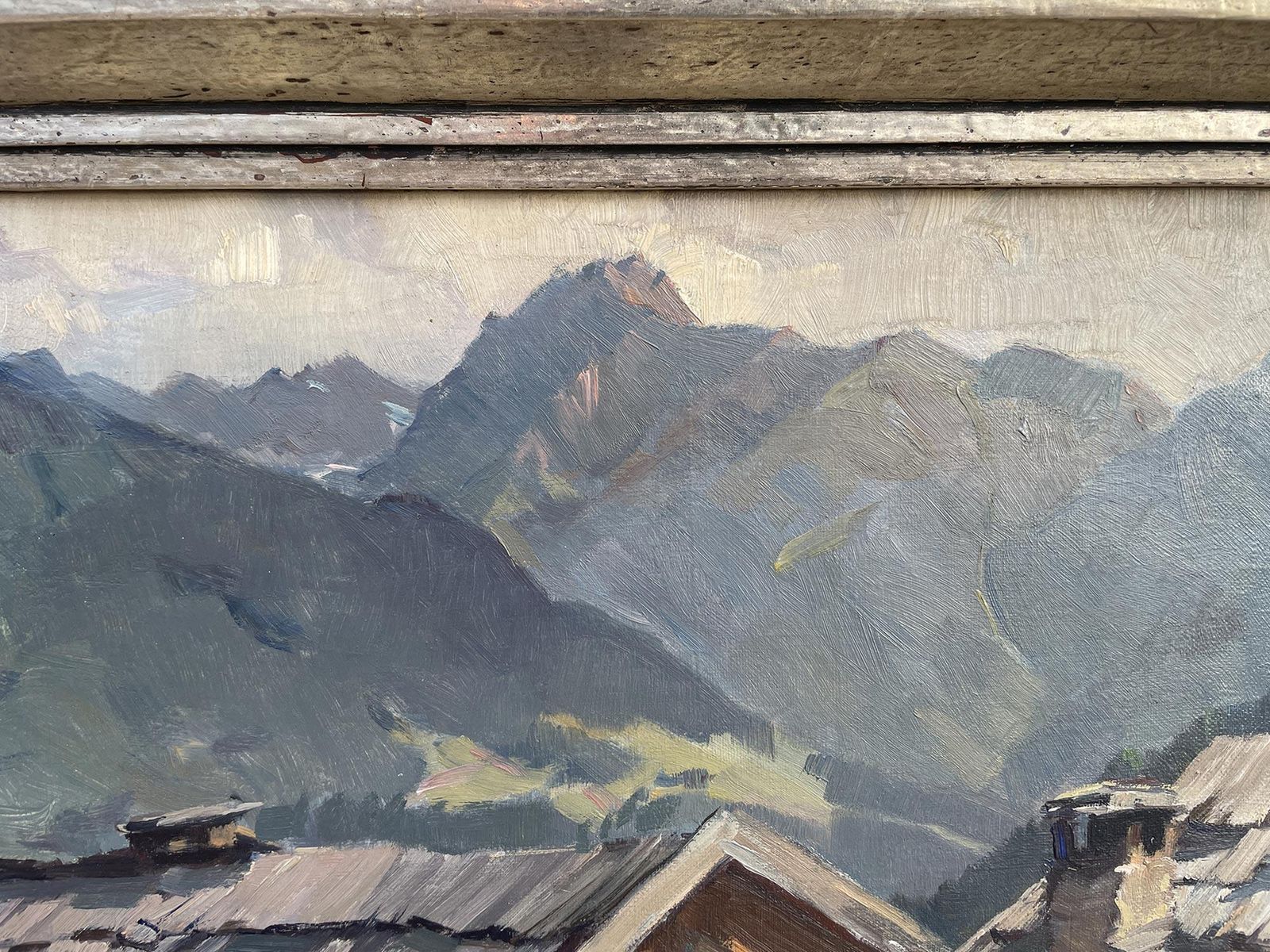 Huts In Landeck – European Alps   Oil On Canvas photo buy