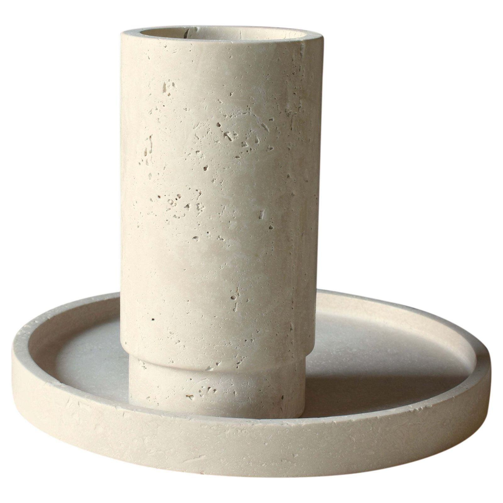 Travertine Vase / Wine Cooler And Plate In The Manor Of Up&Up And Raymor