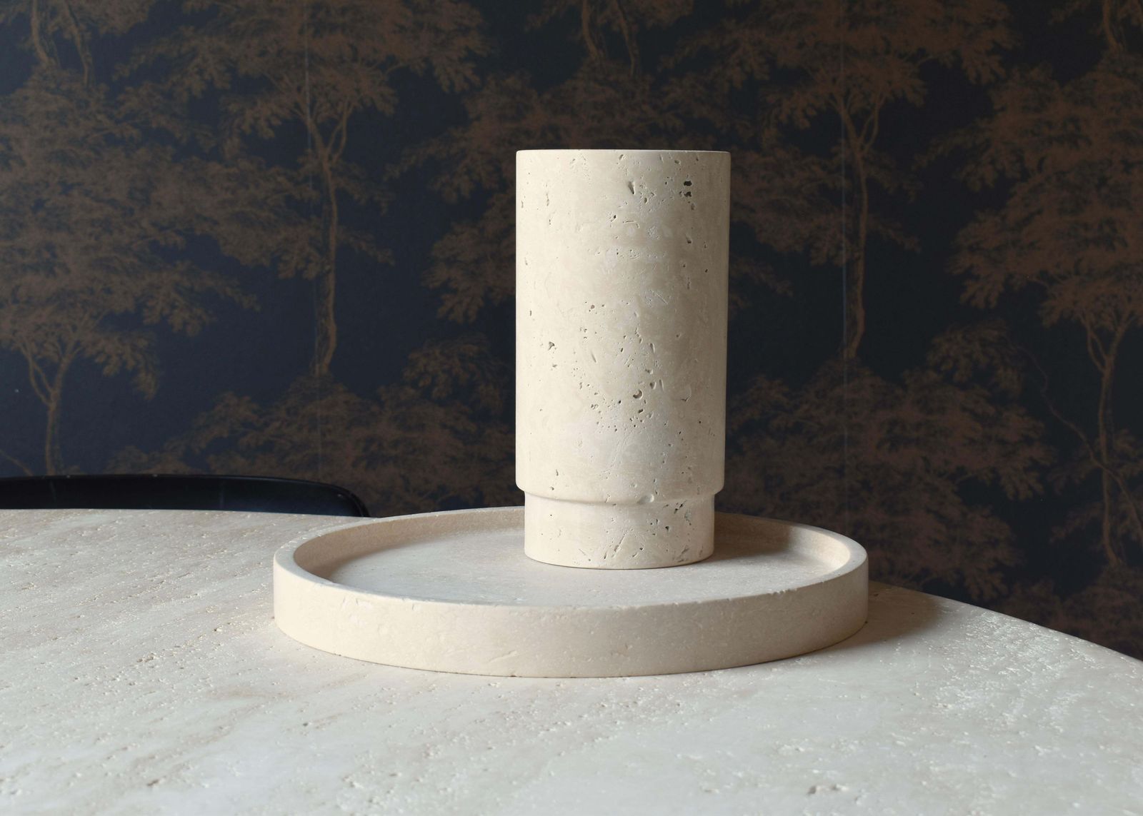 Travertine Vase / Wine Cooler And Plate In The Manor Of Up&Up And Raymor photo vintage