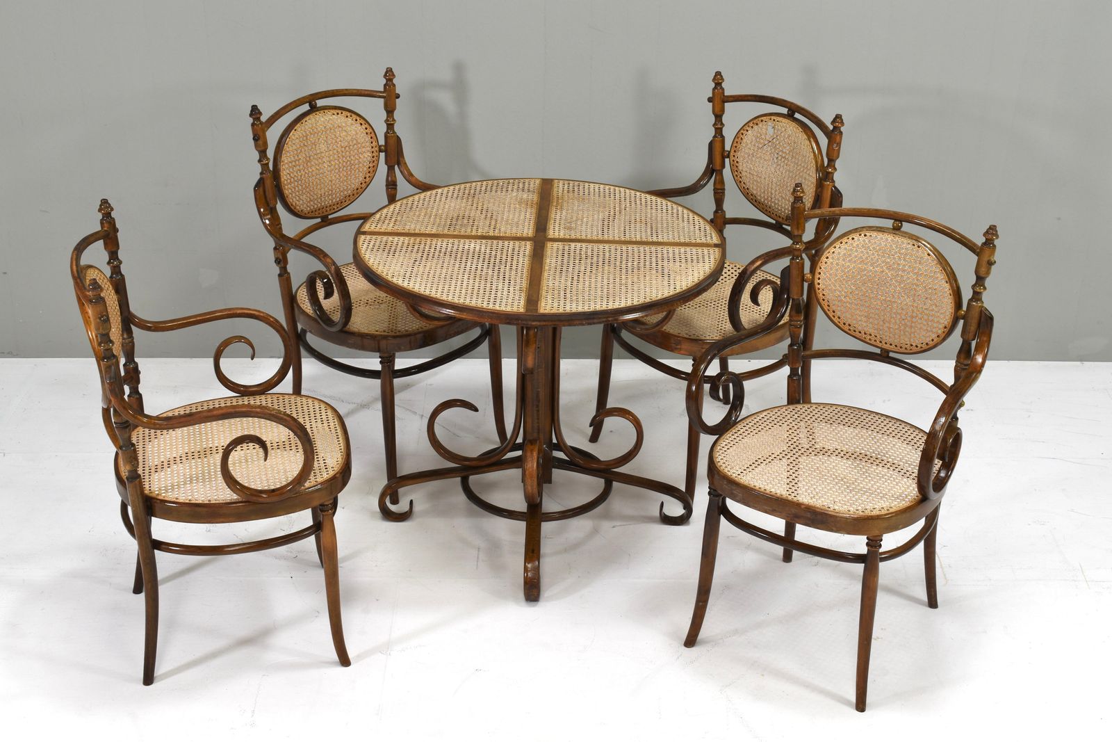 Furniture Early Michael Thonet Bistro Dining Table In Bentwood And Cane   Austria photo