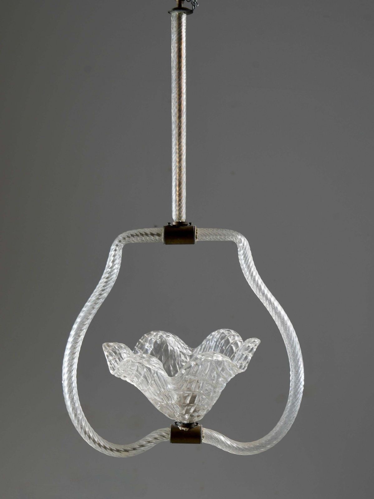 Set Of 6 Pendants In Glass And Brass, Italy, 1940’s photo vinterior